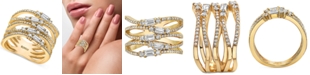 EFFY Collection EFFY&reg; Diamond Round & Baguette Multirow Statement Ring (1-1/10 ct. t.w.) in 14k Gold